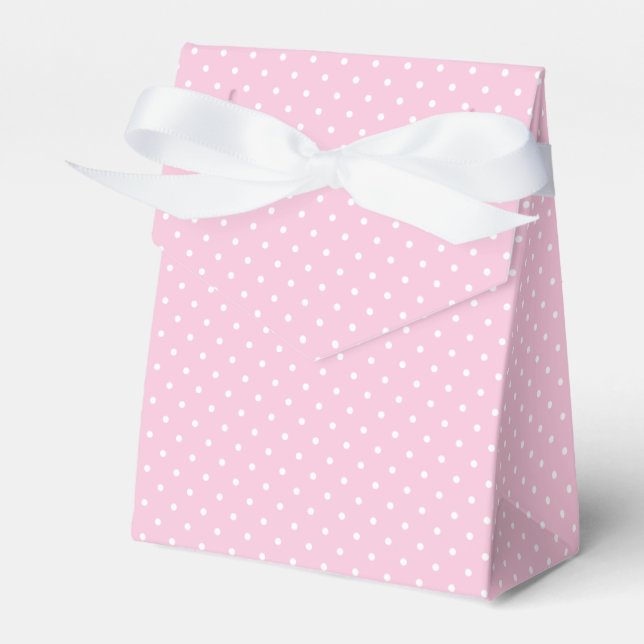 Micro Polka Dot White - Light Pink Favor Boxes (Front Side)