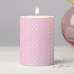 Micro Polka Dot White - Light Pink Pillar Candle