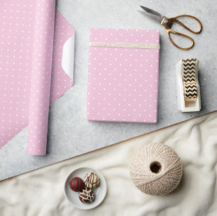 Micro Polka Dot White - Light Pink Wrapping Paper