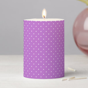 Micro Polka Dot White - Orchid Purple Pillar Candle
