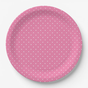 Micro Polka Dot White - Pink Paper Plates