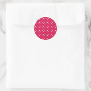 Micro Polka Dot White - Raspberry Classic Round Sticker