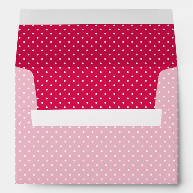 Micro Polka Dot White - Raspberry Envelope (Back (Bottom))