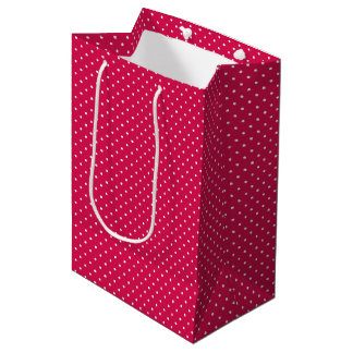 Micro Polka Dot White - Raspberry Medium Gift Bag