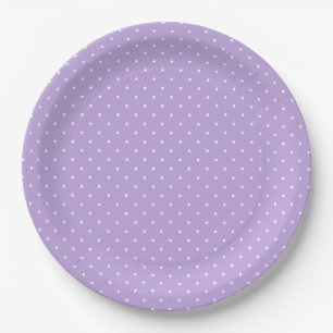Micro Polka Dot White - Soft Lavender Paper Plates