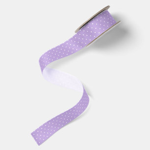 Micro Polka Dot White - Soft Lavender Satin Ribbon