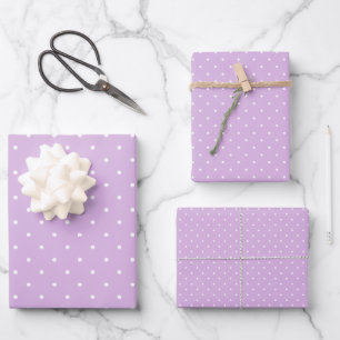 Micro Polka Dot White - Soft Lilac Wrapping Paper Sheets