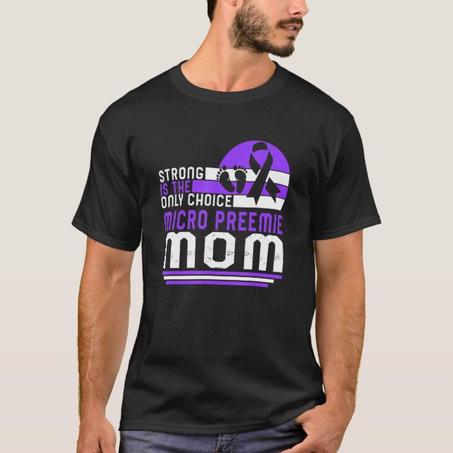Micro Preemie Mom Prematurity Purple Ribbon Nicu B T-Shirt (Front)