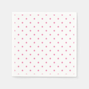 Micro Stars Fuchsia Pink - White Napkins