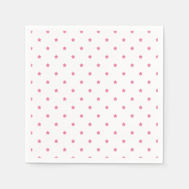 Micro Stars Fuchsia Pink - White Napkins (Front)