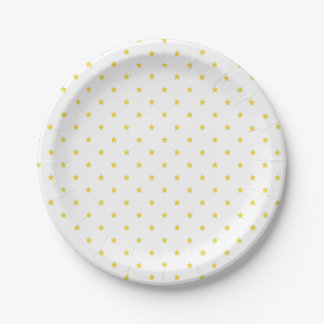 Micro Stars Golden Yellow - White Paper Plates