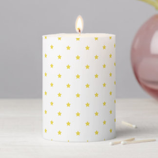 Micro Stars Golden Yellow - White Pillar Candle