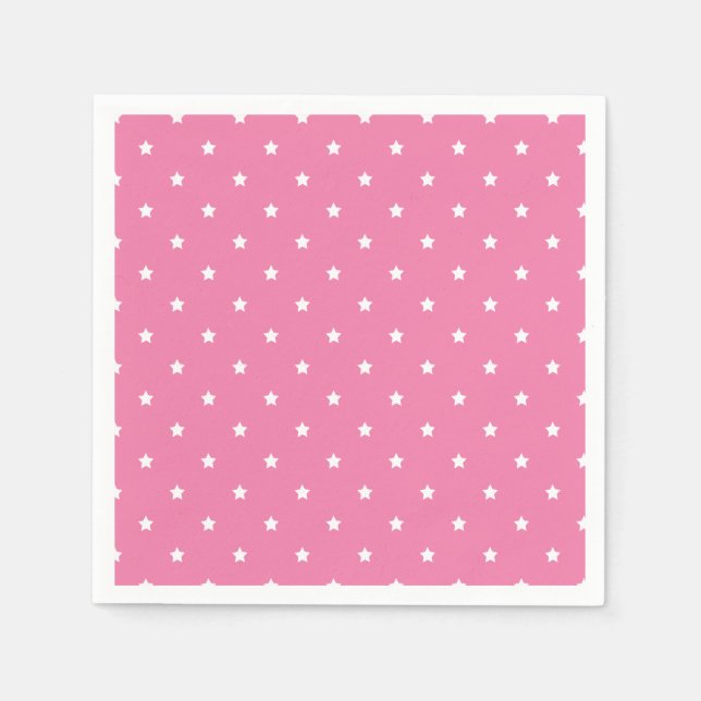 Micro Stars White - Fuchsia Pink Napkins (Front)