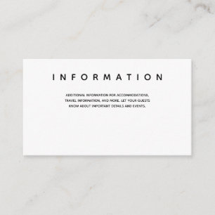 Micro Wedding Black White Typography Information Enclosure Card