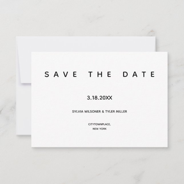 Micro Wedding Black White Typography Small Minimal Save The Date (Front)