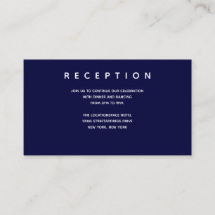 Micro Wedding Dark Blue Small Reception Info Enclosure Card