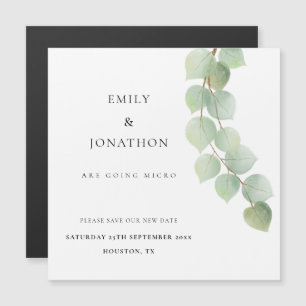 Micro Wedding Eucalyptus Botanical Save The Date Magnetic Invitation