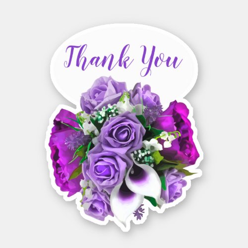 Micro Wedding Floral Bouquet Thank You Stickers