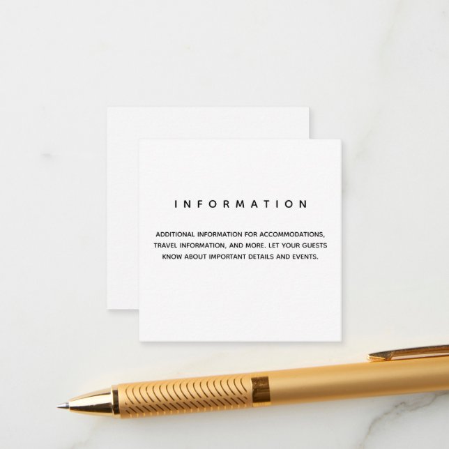 Micro Wedding Information Enclosure Card (Front/Back In Situ)