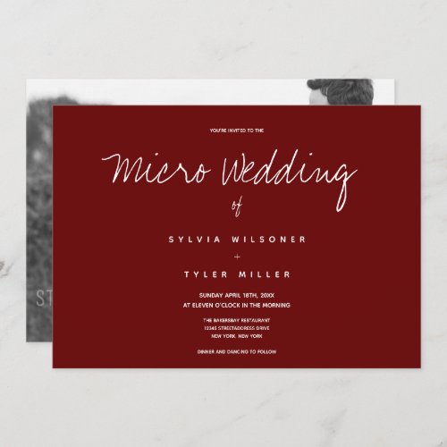 Micro Wedding Photo Burgundy Horizontal Wedding 