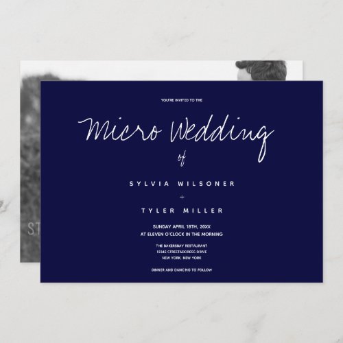 Micro Wedding Photo Dark Blue Horizontal Wedding