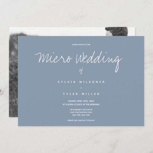 Micro Wedding Photo Dusty Blue Horizontal Wedding 