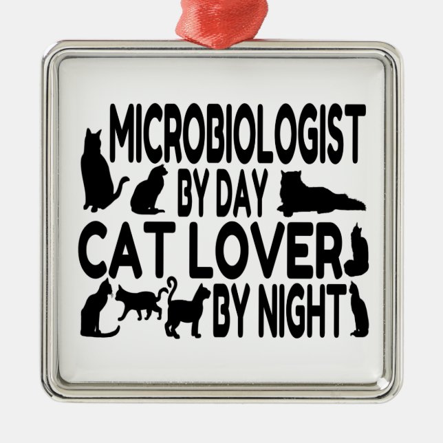 Microbiologist Cat Lover Metal Ornament (Front)