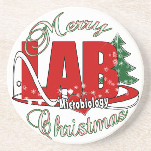 MICROBIOLOGY CHRISTMAS MEDICAL LABORATORY TECH DRINK COASTER