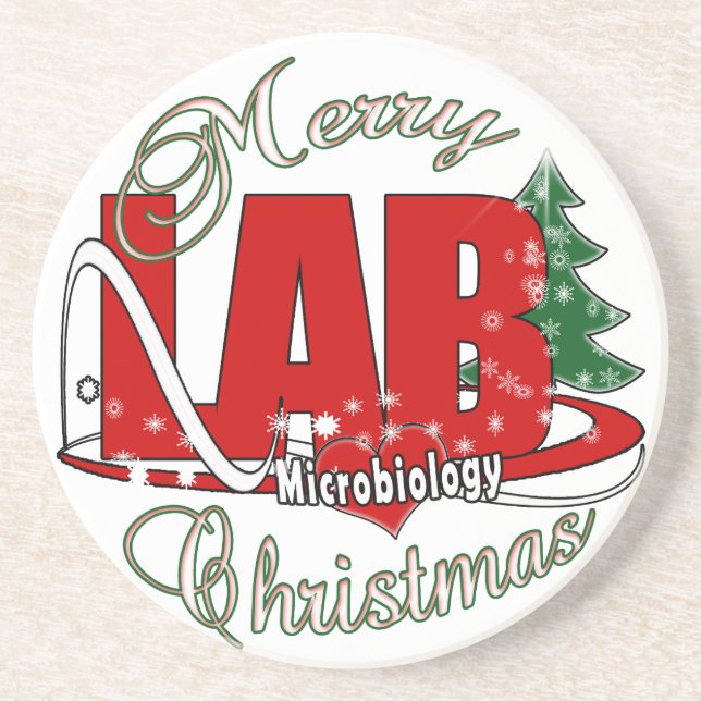 MICROBIOLOGY CHRISTMAS MEDICAL LABORATORY TECH DRINK COASTER (Front)