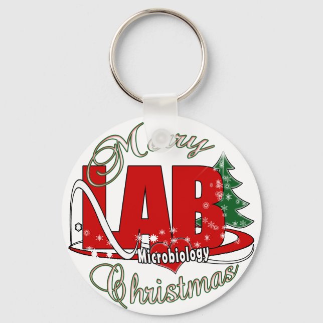 MICROBIOLOGY CHRISTMAS MEDICAL LABORATORY TECH KEYCHAIN (Front)