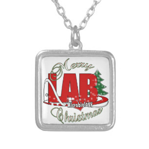 MICROBIOLOGY CHRISTMAS MEDICAL LABORATORY TECH SILVER PLATED NECKLACE
