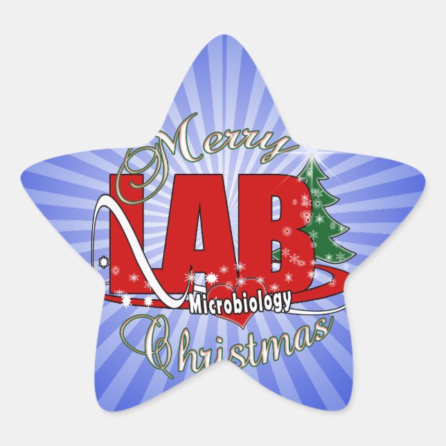 MICROBIOLOGY CHRISTMAS MEDICAL LABORATORY TECH STAR STICKER (Front)