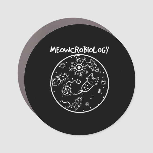 Microbiology Distressed Cat Lovers Funny Joke Car Magnet (Front)