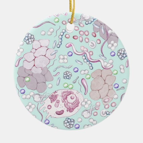Microbiology in Blue Ceramic Ornament