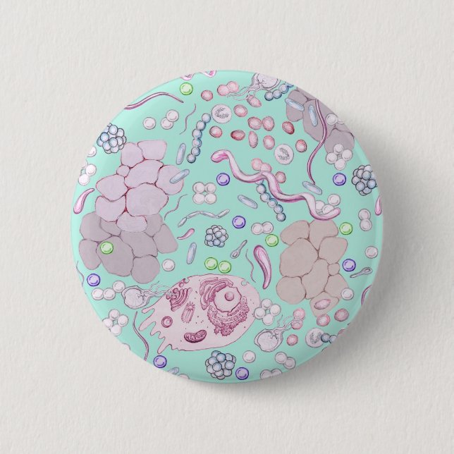 Microbiology in Blue Pinback Button (Front)