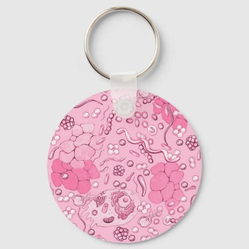 Microbiology In Pink Keychain