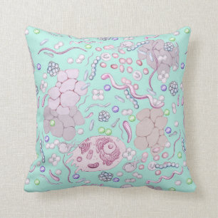 Microbiology Pattern in Blue Throw Pillow