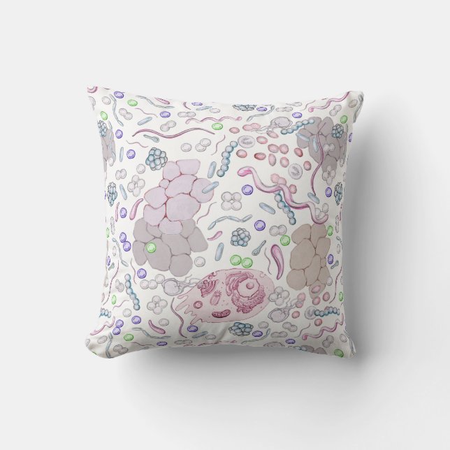 Microbiology Pattern Throw Pillow (Front)