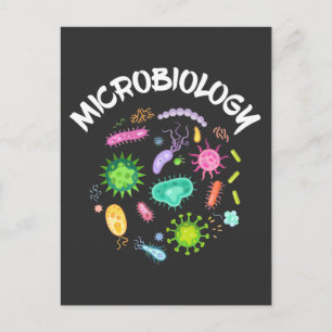 Microbiology Scientist Bacteria Microscope Postcard