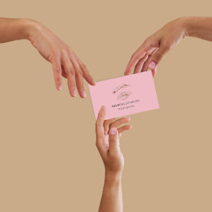 Microblade Lashes Brows Makeup Logo Rose Pink Business Card
