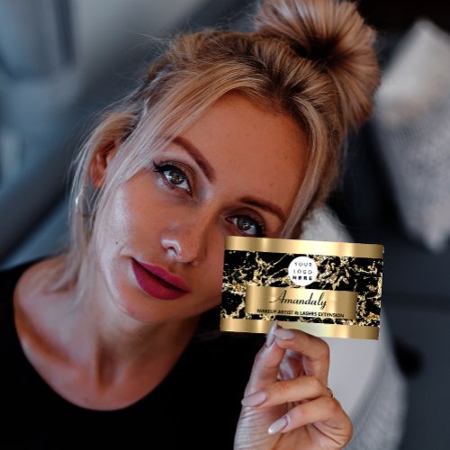Microblade Makeup Eyelash Extension Gold Black Business Card
