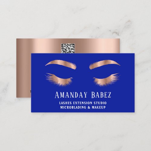 Microblade Makeup Eyelash Extension QR Code Blue Business Card