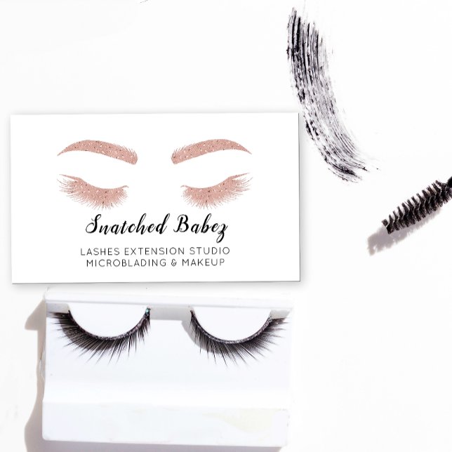 Microblade Makeup Eyelash Extension QR Code White Business Card (Creator Uploaded)