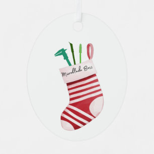 Microblader gift-stocking with impliments metal ornament