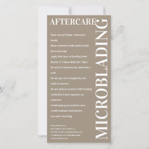 Microblading Aftercare Coffee Latte Instruction Thank You Card