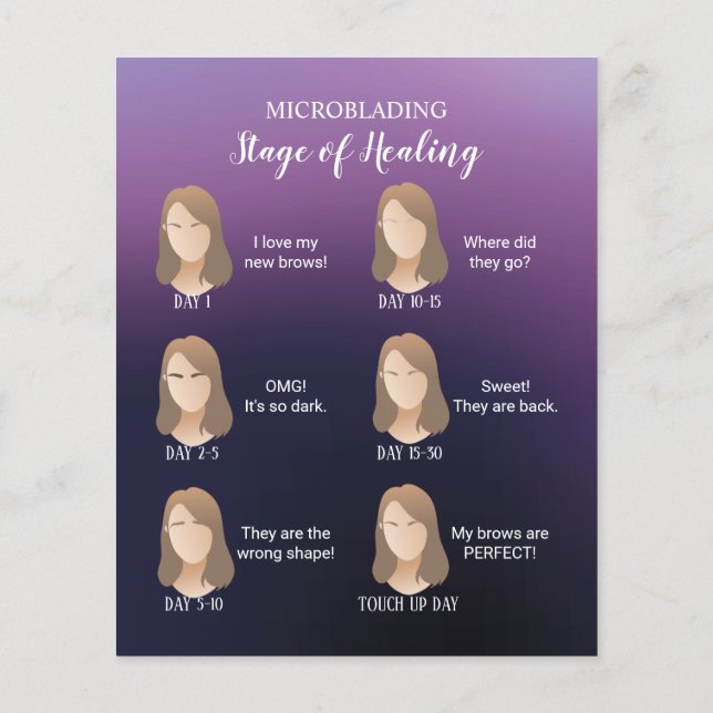 Microblading Aftercare Instruction Elegant Purple  Flyer (Back)