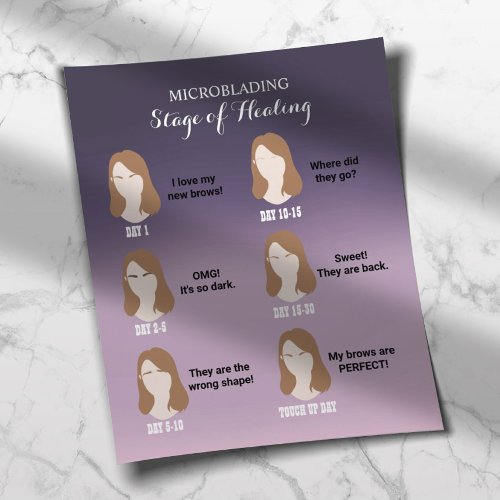 Microblading Aftercare Instruction Purple Ombre Flyer