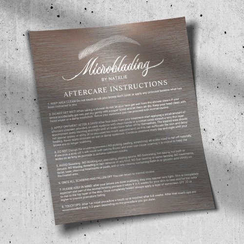 Microblading Aftercare Instruction Stylish Copper Flyer