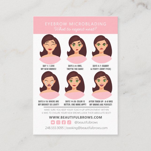 Microblading Aftercare Instructions & Appointment  Business Card (Back)