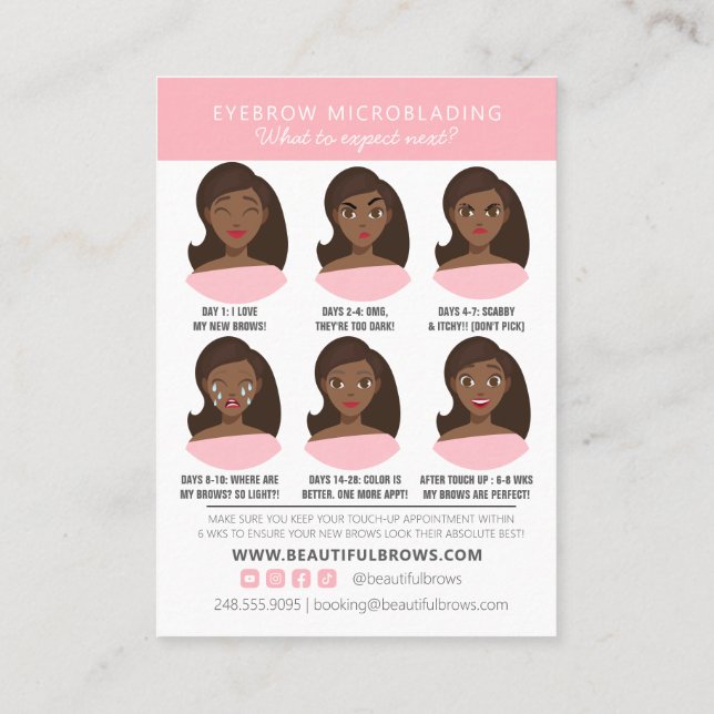 Microblading Aftercare Instructions & Appointment  Business Card (Back)